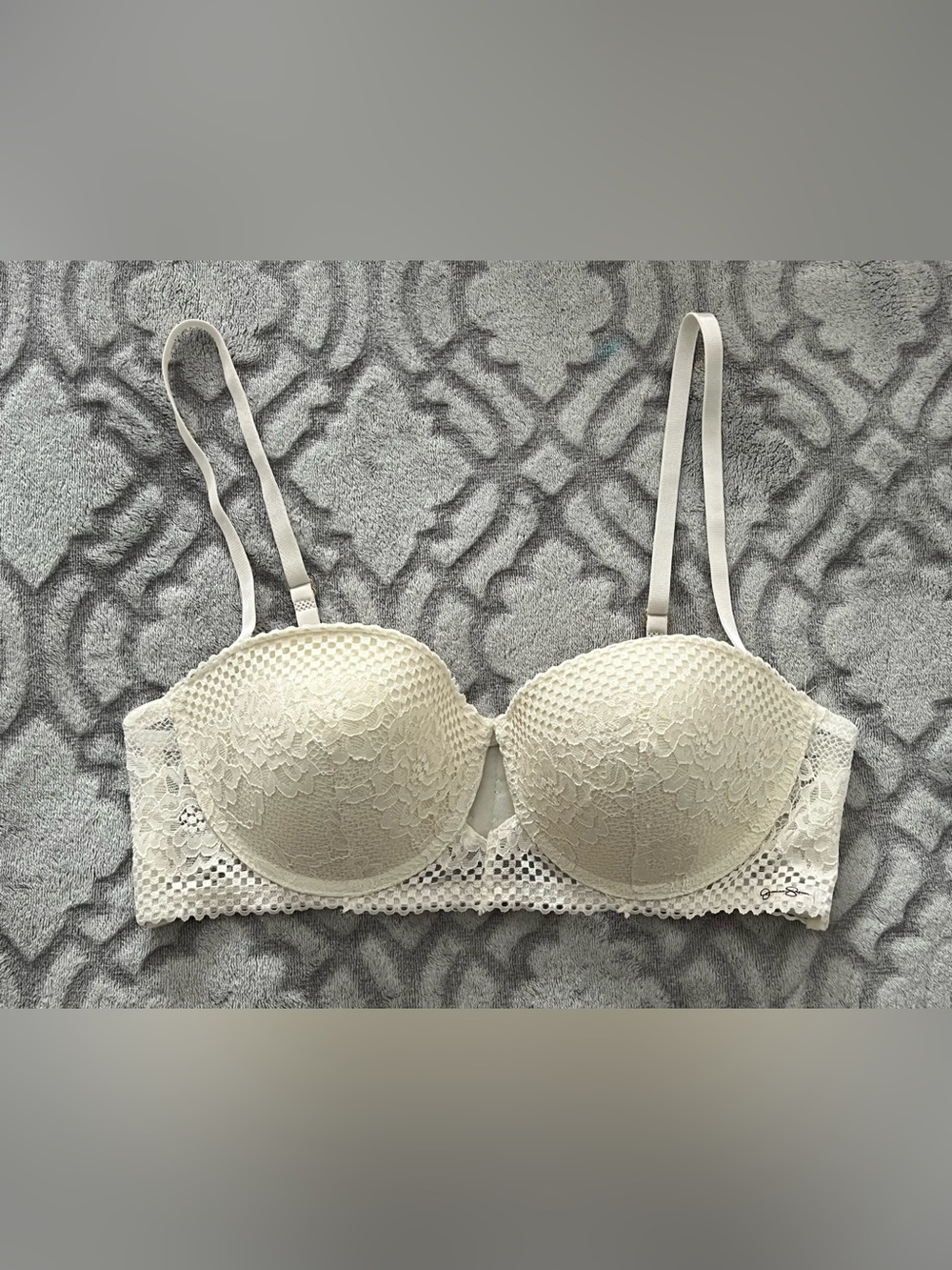 Jessica Simpson White Lace Longline Bra 34C Underwire NWOT